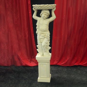 Marble Flower Basket Cherub Statue